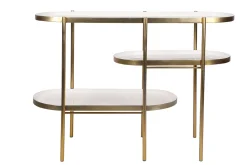 Miliboo Console|Meuble D'entrée-Console design finition blanc laqué et métal brossé doré L110 cm ZURIA