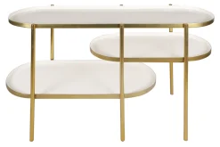 Miliboo Console|Meuble D'entrée-Console design finition blanc laqué et métal brossé doré L110 cm ZURIA