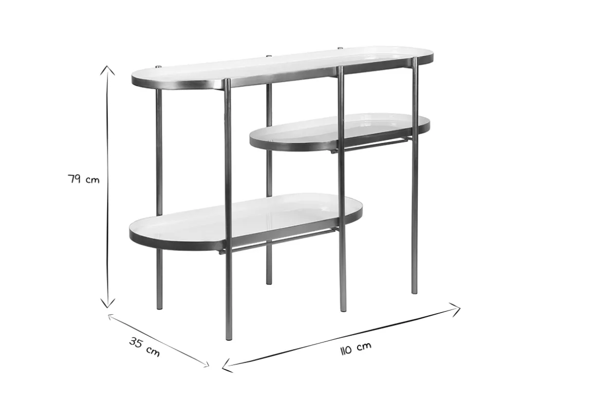 Miliboo Console|Meuble D'entrée-Console design finition blanc laqué et métal brossé doré L110 cm ZURIA