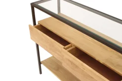 Miliboo Console-Console en bois manguier massif et plateau en verre 2 tiroirs L100 cm SITA