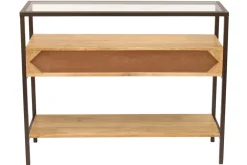 Miliboo Console-Console en bois manguier massif et plateau en verre 2 tiroirs L100 cm SITA