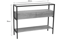 Miliboo Console-Console en bois manguier massif et plateau en verre 2 tiroirs L100 cm SITA