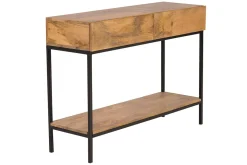 Miliboo Bibliothèque Et Étagère|Bibliothèque Et Étagère-Console industrielle avec rangements 2 tiroirs en bois manguier massif et métal noir L110 cm YPSTER