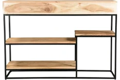 Miliboo Bibliothèque Et Étagère|Bibliothèque Et Étagère-Console industrielle avec rangements 4 tiroirs en bois massif et métal noir L115 cm GRENELLE