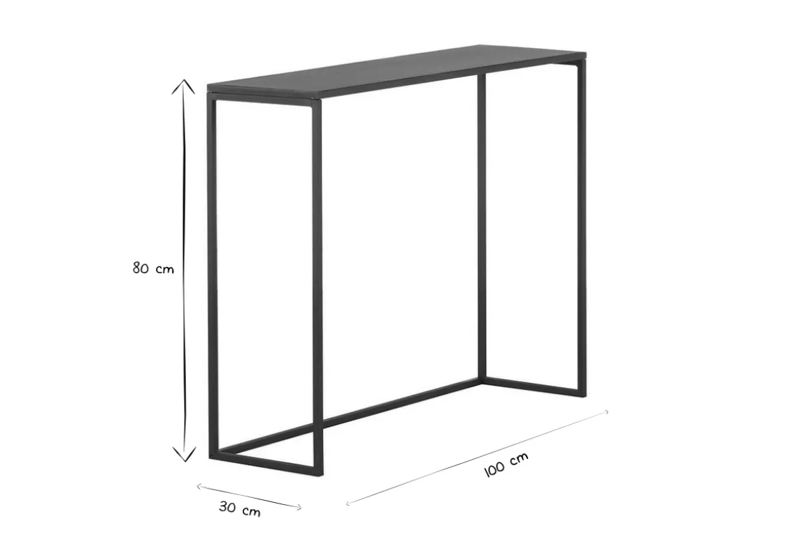 Miliboo Console|Meuble D'entrée-Console industrielle en métal noir L100 cm KARL