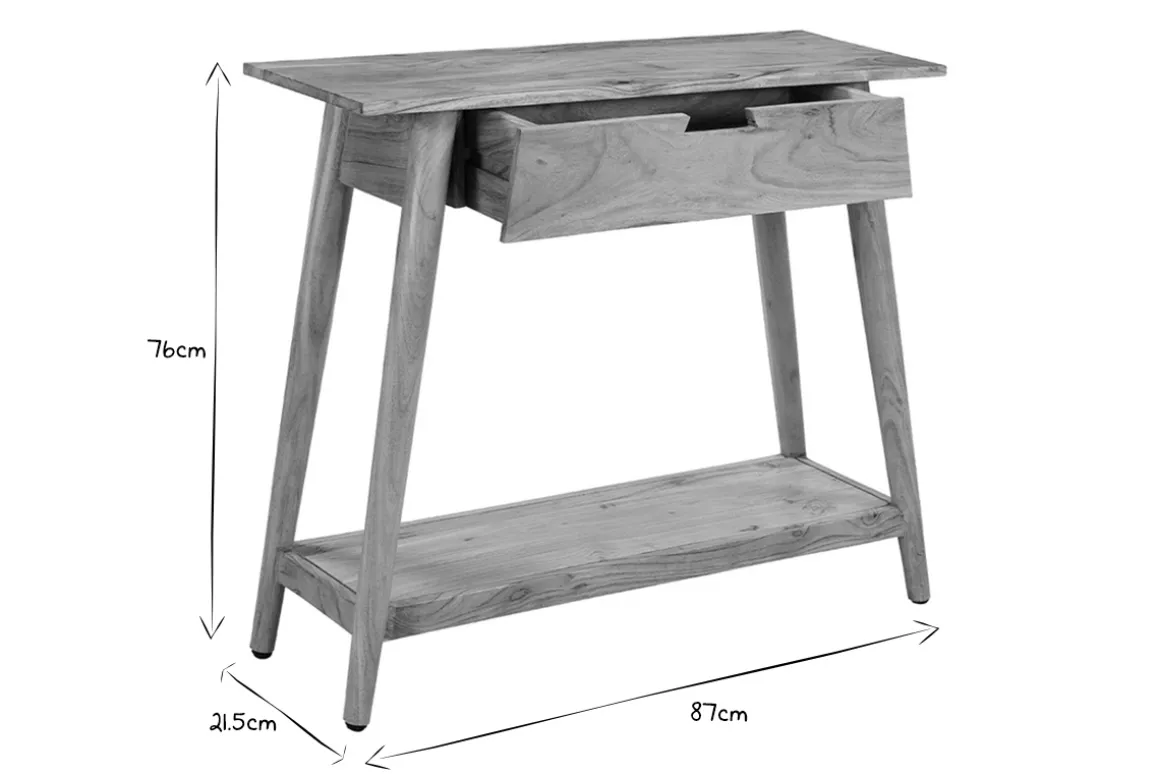 Miliboo Console-Console naturelle avec tiroir en bois massif L90 cm FRANKLIN