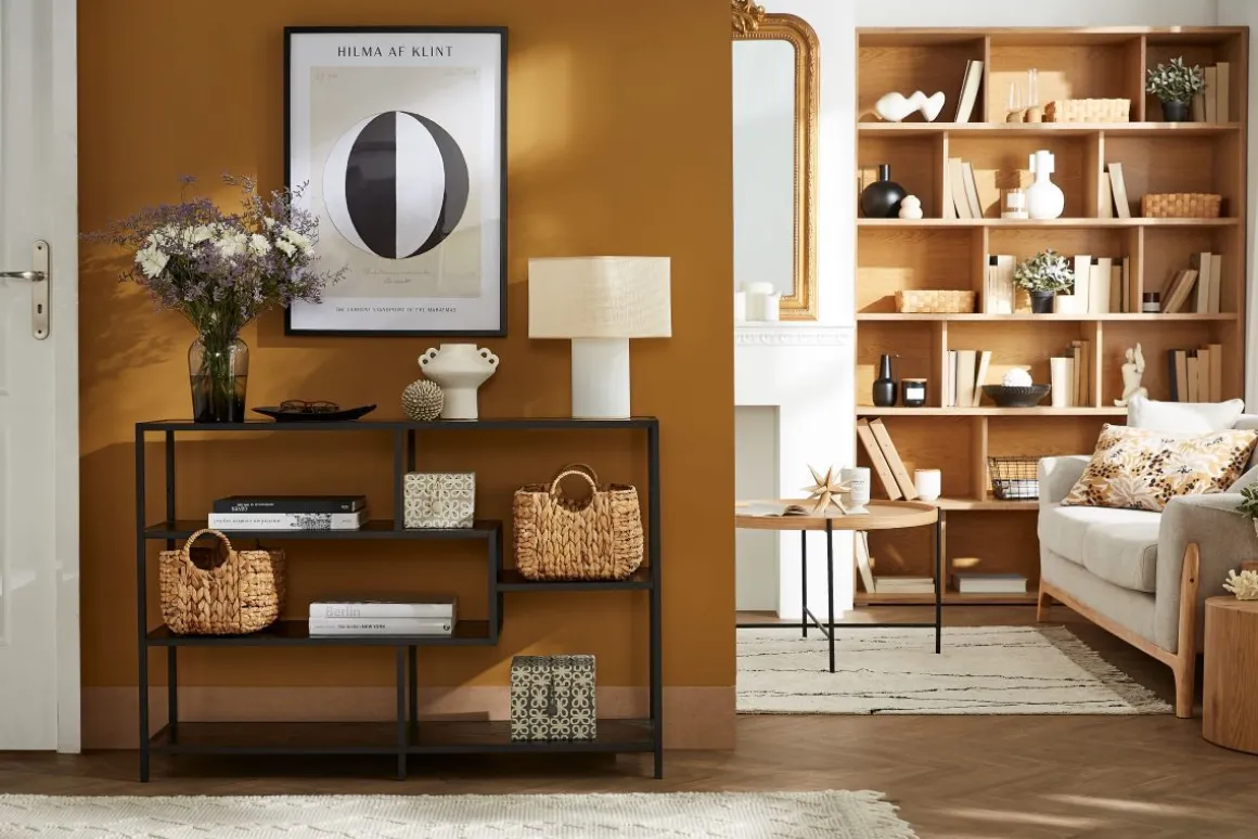 Miliboo Bibliothèque Et Étagère|Bibliothèque Et Étagère-Console ouverte design noire L114 cm TRESCA