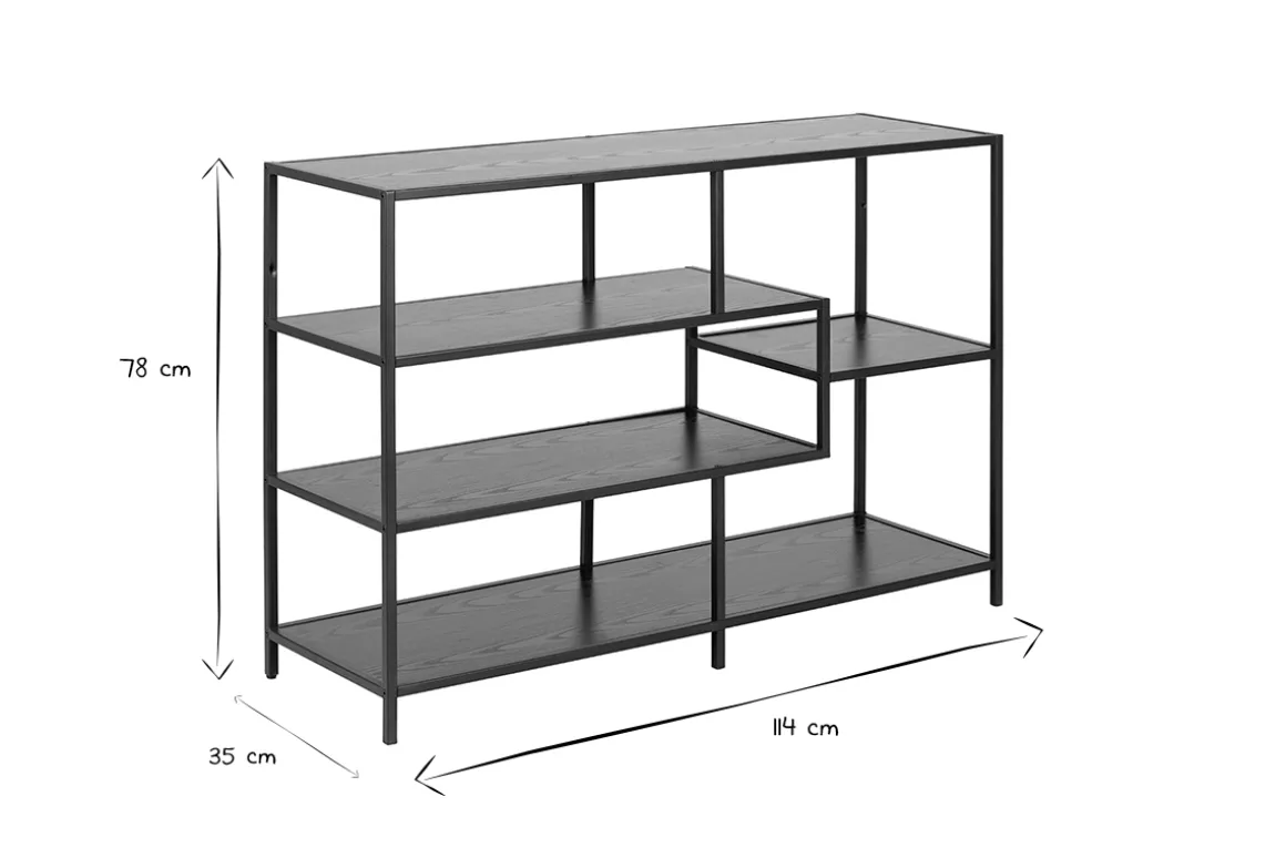 Miliboo Bibliothèque Et Étagère|Bibliothèque Et Étagère-Console ouverte design noire L114 cm TRESCA