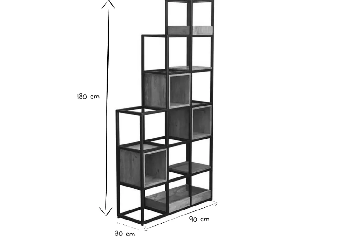Miliboo Bibliothèque Et Étagère|Bibliothèque Et Étagère-Etagère - meuble séparateur d'espace en bois manguier massif et métal noir L90 cm FINLEY