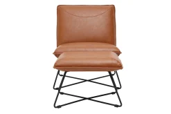 Miliboo Fauteuil Design|Voir Tous Les Fauteuils-Fauteuil avec repose pied vintage marron PHILO