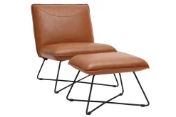 Miliboo Fauteuil Design|Voir Tous Les Fauteuils-Fauteuil avec repose pied vintage marron PHILO