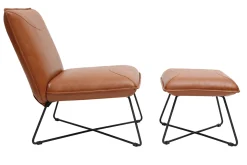 Miliboo Fauteuil Design|Voir Tous Les Fauteuils-Fauteuil avec repose pied vintage marron PHILO