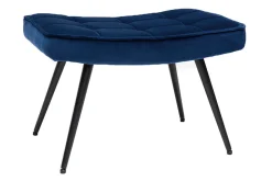 Miliboo Fauteuil Design|Voir Tous Les Fauteuils-Fauteuil avec repose-pieds design en tissu velours bleu foncé et métal noir MOOD