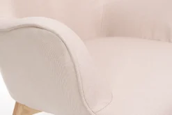 Miliboo Fauteuil Design|Voir Tous Les Fauteuils-Fauteuil avec repose-pieds scandinave en tissu rose poudré et bois clair BRISTOL