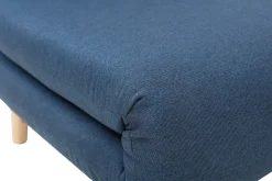 Miliboo Fauteuil Design|Voir Tous Les Fauteuils-Fauteuil convertible scandinave en tissu bleu foncé et bois clair AMIKO