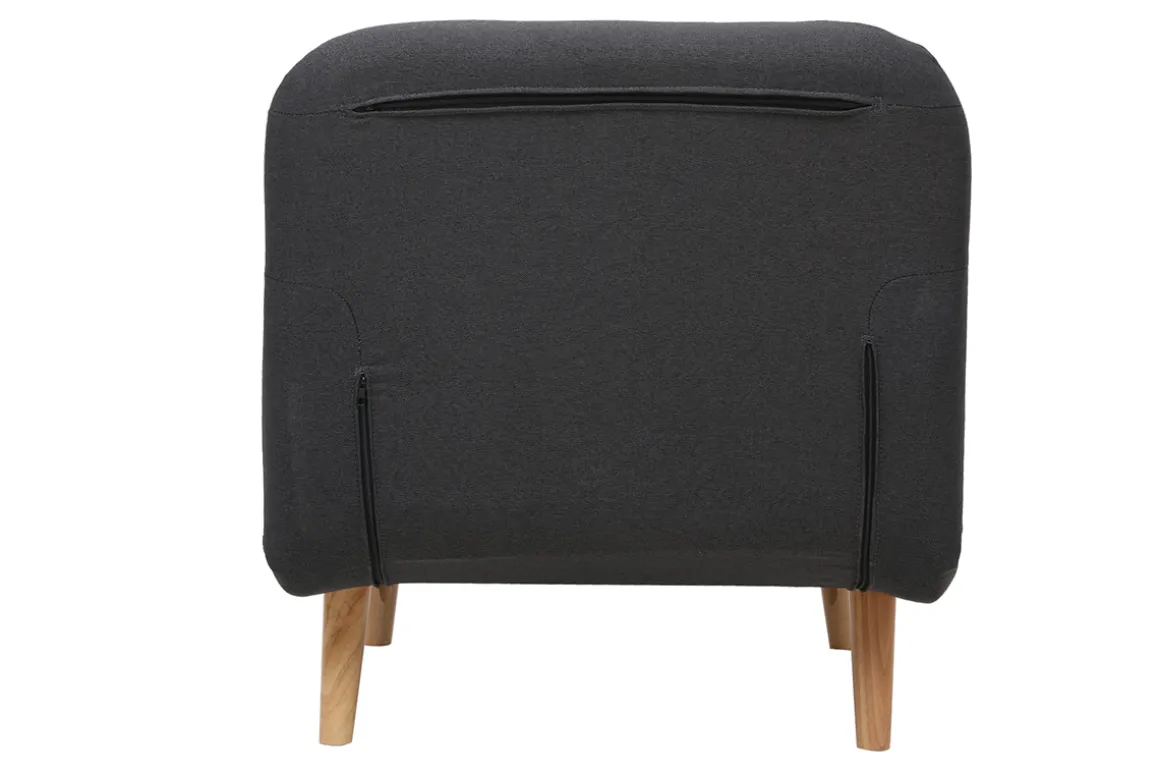 Miliboo Fauteuil Design|Voir Tous Les Fauteuils-Fauteuil convertible scandinave en tissu gris foncé et bois noir AMIKO