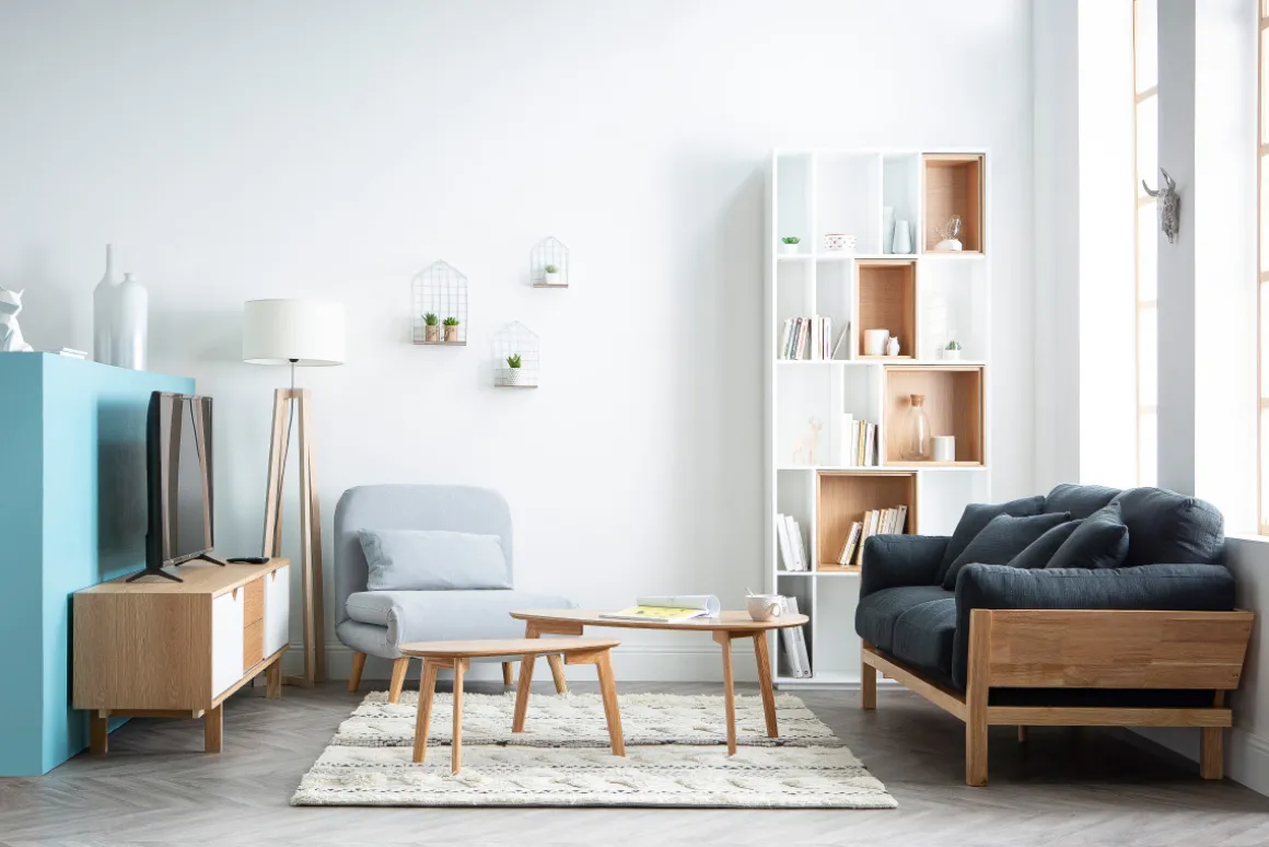 Miliboo Fauteuil Design|Voir Tous Les Fauteuils-Fauteuil convertible scandinave en tissu gris foncé et bois noir AMIKO