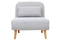 Miliboo Fauteuil Design|Voir Tous Les Fauteuils-Fauteuil convertible scandinave en tissu gris clair et bois clair AMIKO