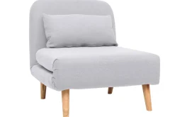Miliboo Fauteuil Design|Voir Tous Les Fauteuils-Fauteuil convertible scandinave en tissu gris clair et bois clair AMIKO