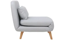 Miliboo Fauteuil Design|Voir Tous Les Fauteuils-Fauteuil convertible scandinave en tissu gris clair et bois clair AMIKO