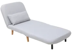 Miliboo Fauteuil Design|Voir Tous Les Fauteuils-Fauteuil convertible scandinave en tissu gris clair et bois clair AMIKO