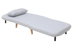 Miliboo Fauteuil Design|Voir Tous Les Fauteuils-Fauteuil convertible scandinave en tissu gris clair et bois clair AMIKO