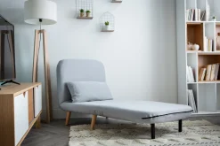 Miliboo Fauteuil Design|Voir Tous Les Fauteuils-Fauteuil convertible scandinave en tissu gris clair et bois clair AMIKO