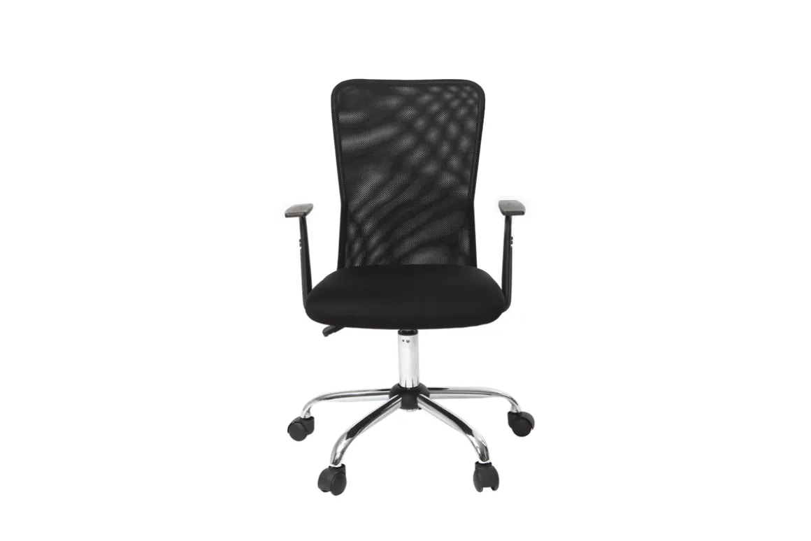 Miliboo Fauteuil De Bureau|Fauteuil De Bureau Petit Prix-Fauteuil de bureau à roulettes design en mesh noir et acier chromé PLUZ