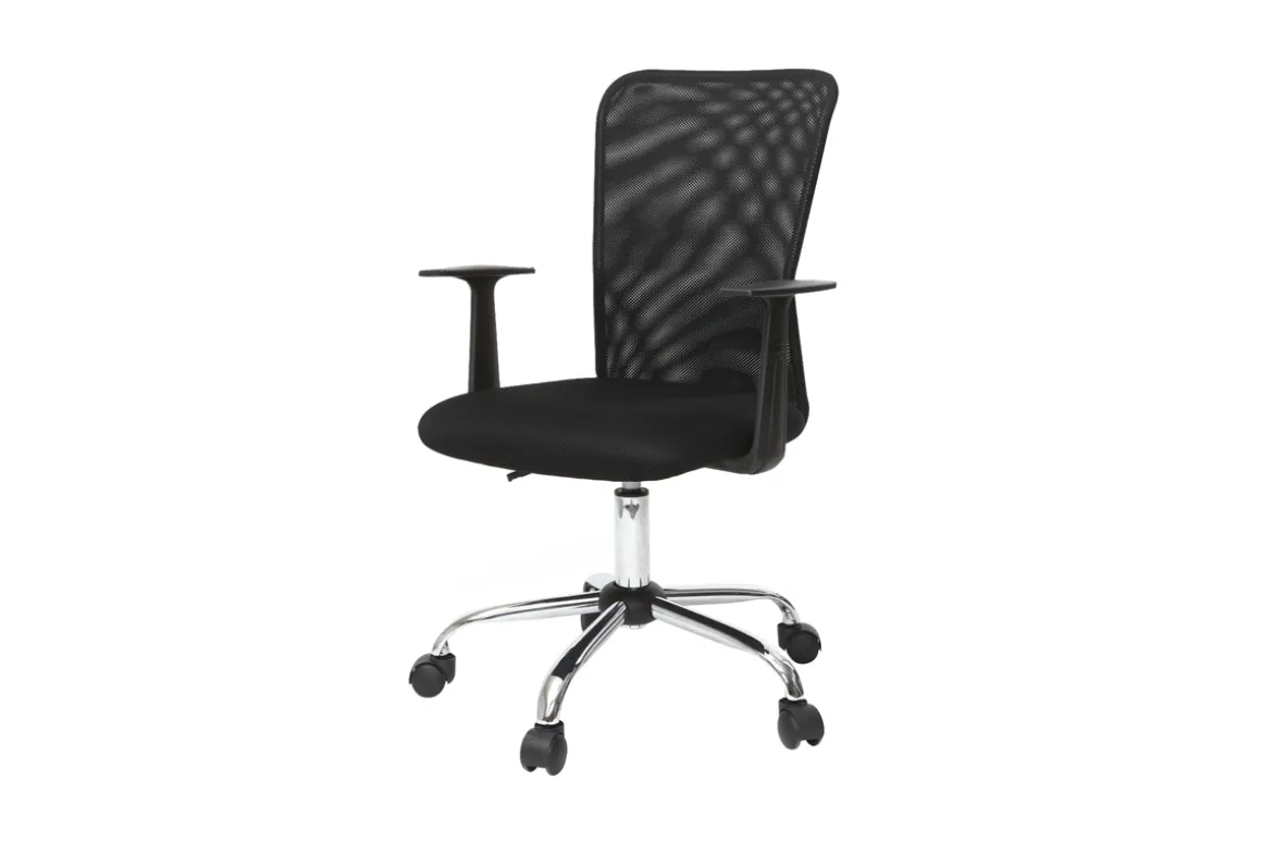 Miliboo Fauteuil De Bureau|Fauteuil De Bureau Petit Prix-Fauteuil de bureau à roulettes design en mesh noir et acier chromé PLUZ