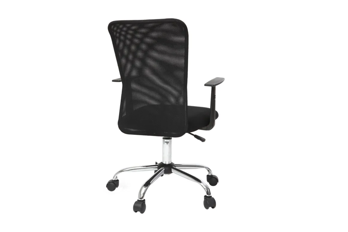 Miliboo Fauteuil De Bureau|Fauteuil De Bureau Petit Prix-Fauteuil de bureau à roulettes design en mesh noir et acier chromé PLUZ