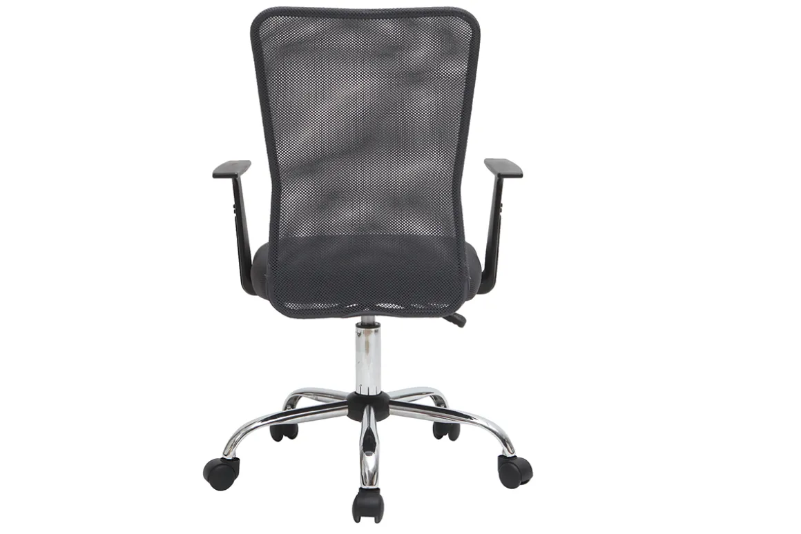Miliboo Fauteuil De Bureau|Fauteuil De Bureau Petit Prix-Fauteuil de bureau à roulettes design en mesh gris et acier chromé PLUZ