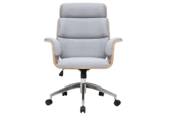 Miliboo Fauteuil De Bureau-Fauteuil de bureau à roulettes design en tissu gris clair, bois clair et achier chromé ELON
