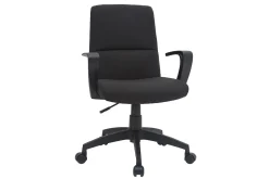 Miliboo Fauteuil De Bureau|Fauteuil De Bureau Petit Prix-Fauteuil de bureau à roulettes design noire en tissu et métal CHUCK