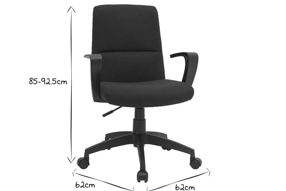 Miliboo Fauteuil De Bureau|Fauteuil De Bureau Petit Prix-Fauteuil de bureau à roulettes design noire en tissu et métal CHUCK