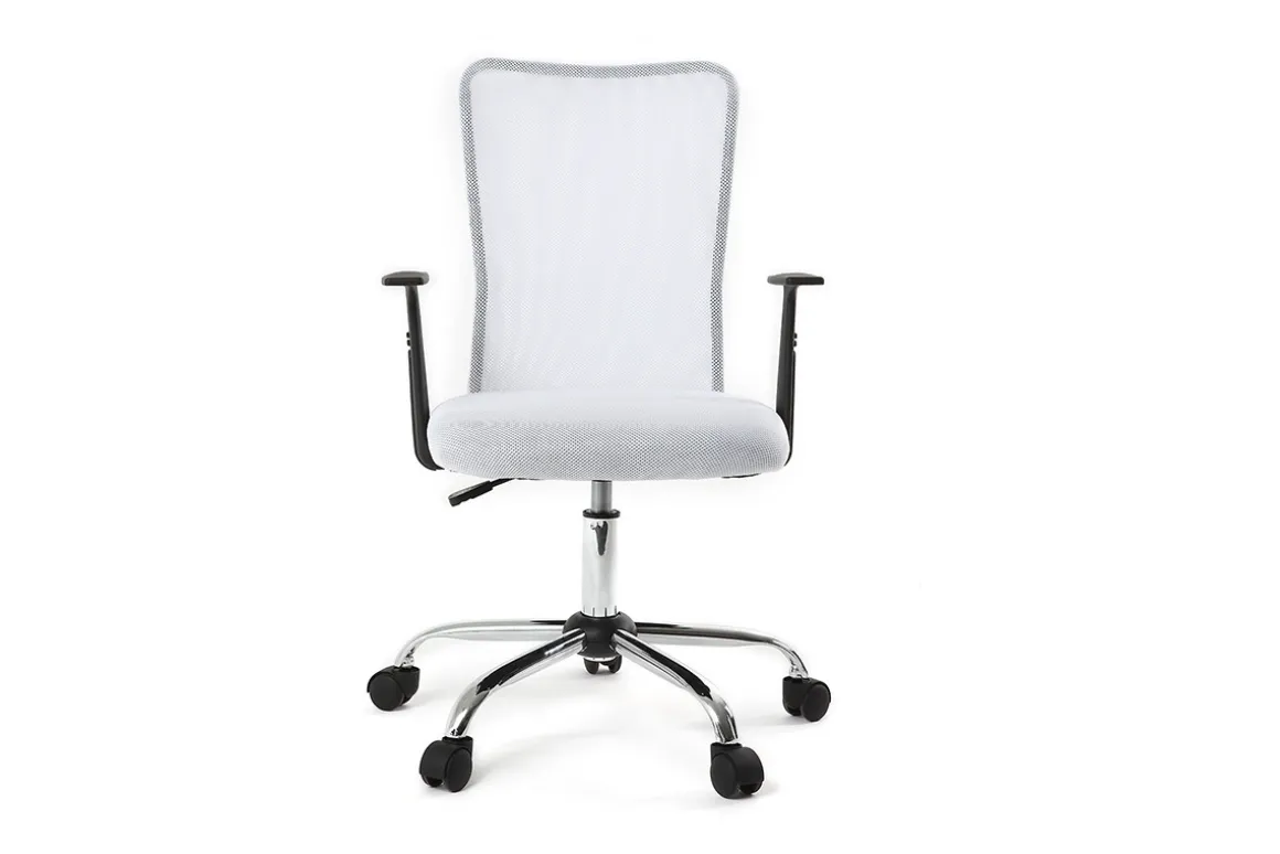 Miliboo Fauteuil De Bureau|Fauteuil De Bureau Petit Prix-Fauteuil de bureau à roulettes design en mesh blanc et acier chromé PLUZ