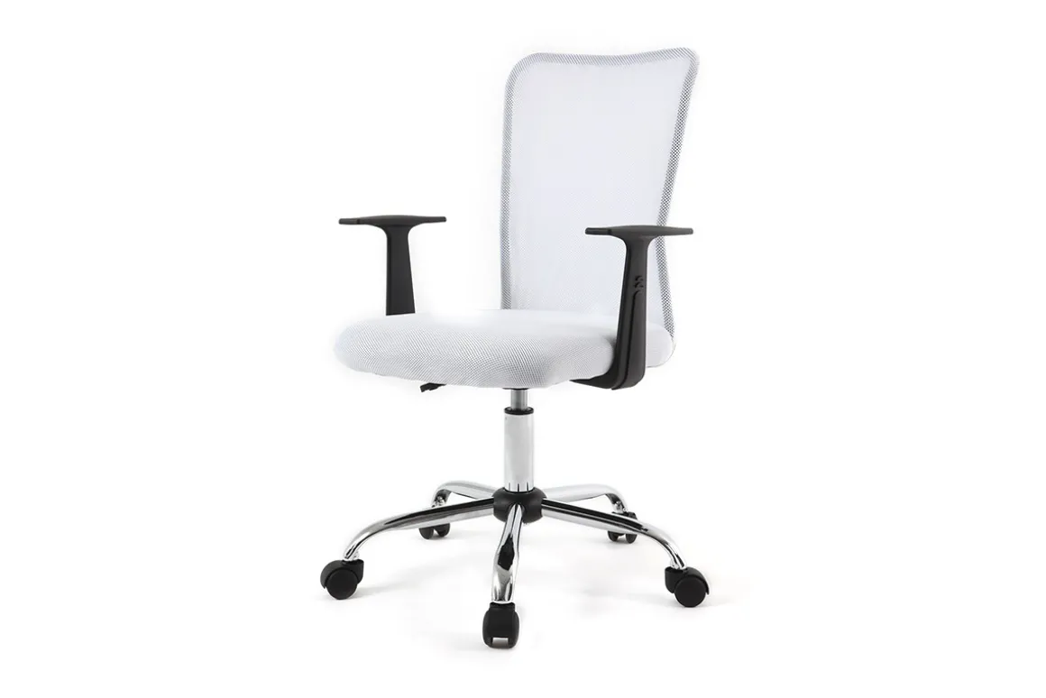 Miliboo Fauteuil De Bureau|Fauteuil De Bureau Petit Prix-Fauteuil de bureau à roulettes design en mesh blanc et acier chromé PLUZ