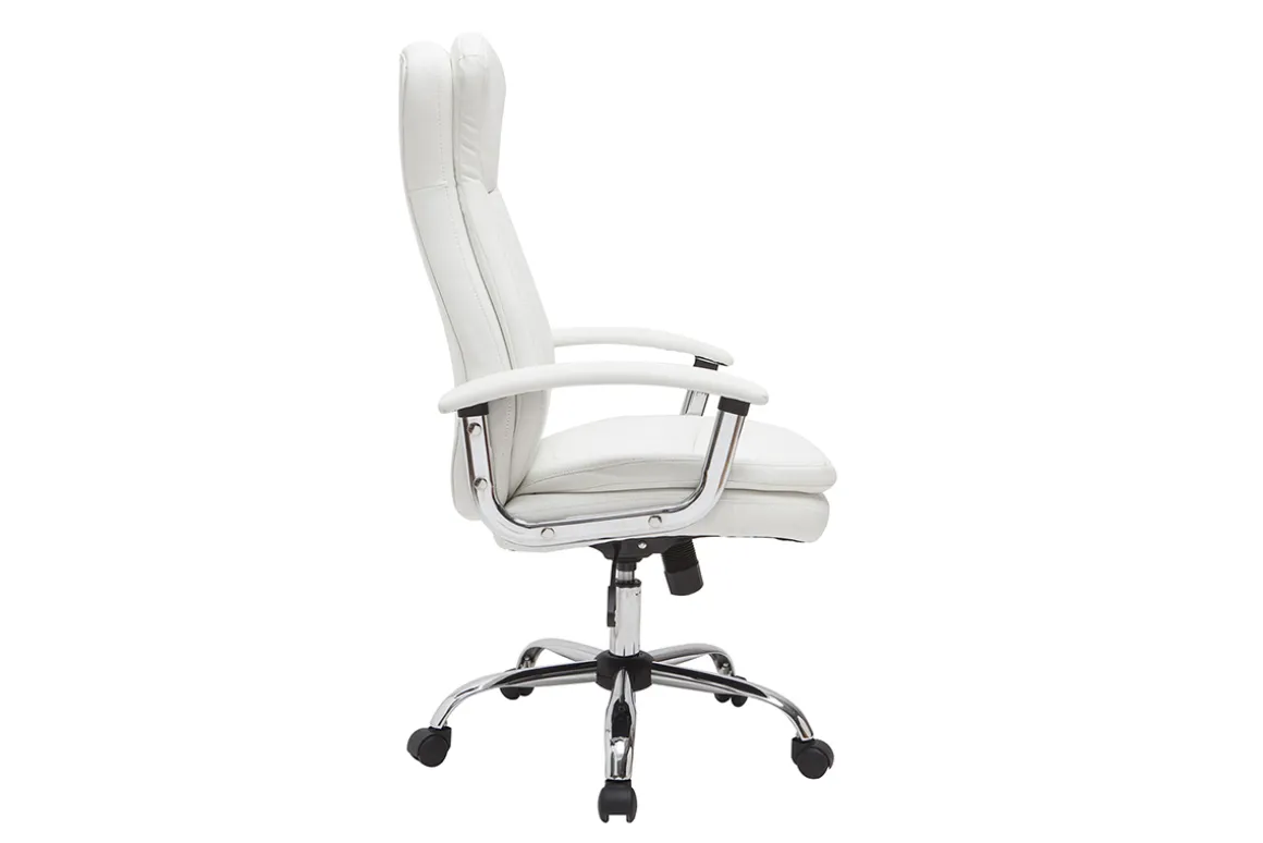 Miliboo Fauteuil De Bureau-Fauteuil de bureau à roulettes design blanc et acier chromé WALL STREET