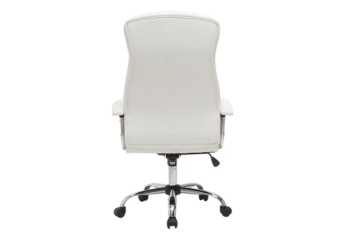 Miliboo Fauteuil De Bureau-Fauteuil de bureau à roulettes design blanc et acier chromé WALL STREET