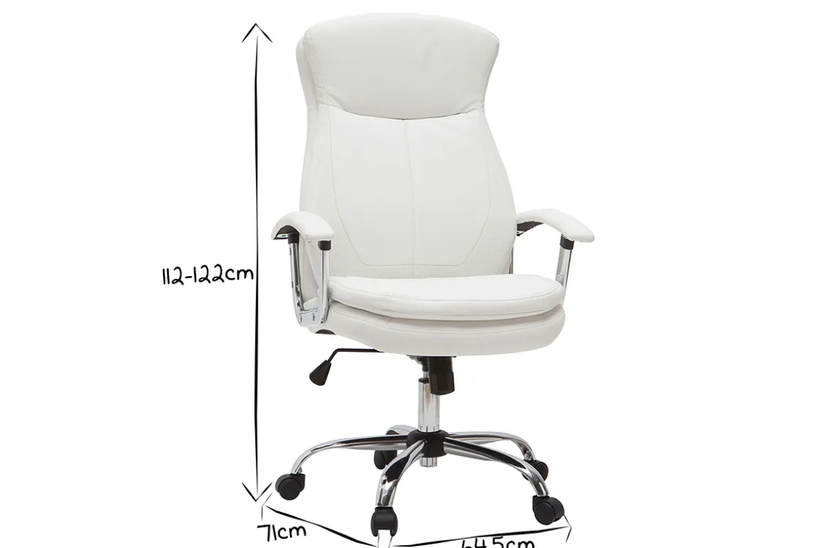 Miliboo Fauteuil De Bureau-Fauteuil de bureau à roulettes design blanc et acier chromé WALL STREET