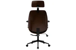 Miliboo Fauteuil De Bureau|Fauteuil De Bureau Ergonomique-Fauteuil de bureau de direction design noir, bois foncé et métal noir MUSK