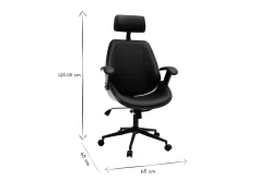Miliboo Fauteuil De Bureau|Fauteuil De Bureau Ergonomique-Fauteuil de bureau de direction design noir, bois foncé et métal noir MUSK