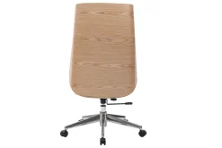 Miliboo Fauteuil De Bureau|Fauteuil De Bureau Ergonomique-Fauteuil de bureau de direction design blanc, bois clair et acier chromé CURVED