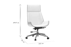 Miliboo Fauteuil De Bureau|Fauteuil De Bureau Ergonomique-Fauteuil de bureau de direction design blanc, bois clair et acier chromé CURVED