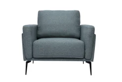 Miliboo Voir Tous Les Fauteuils|Fauteuil-Fauteuil design en tissu vert de gris et métal noir MOSCO