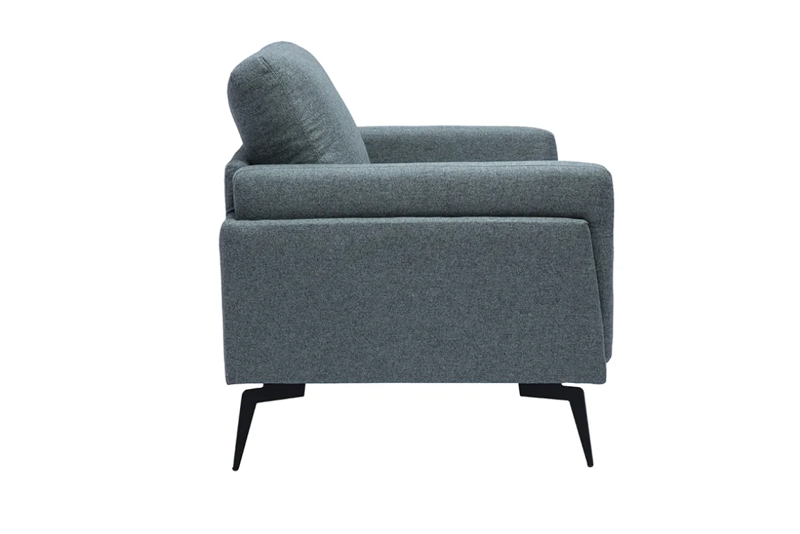 Miliboo Voir Tous Les Fauteuils|Fauteuil-Fauteuil design en tissu vert de gris et métal noir MOSCO