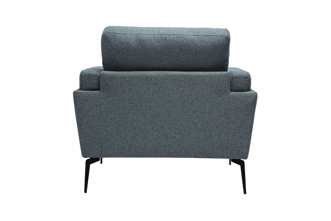 Miliboo Voir Tous Les Fauteuils|Fauteuil-Fauteuil design en tissu vert de gris et métal noir MOSCO
