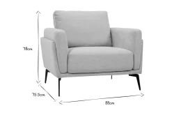 Miliboo Voir Tous Les Fauteuils|Fauteuil-Fauteuil design en tissu vert de gris et métal noir MOSCO