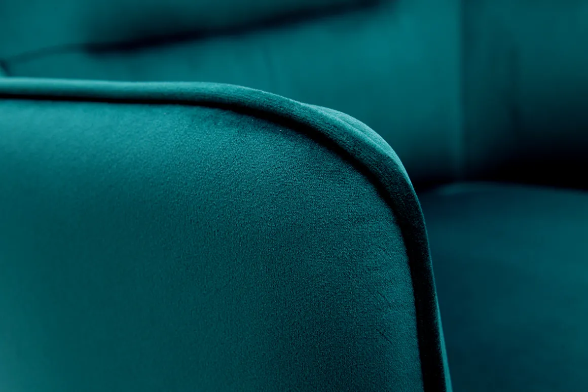 Miliboo Fauteuil Design|Voir Tous Les Fauteuils-Fauteuil design en tissu velours bleu pétrole et métal noir LAURENS