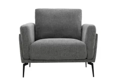 Miliboo Fauteuil Design|Voir Tous Les Fauteuils-Fauteuil design en tissu effet velours texturé gris et métal noir MOSCO
