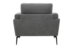 Miliboo Fauteuil Design|Voir Tous Les Fauteuils-Fauteuil design en tissu effet velours texturé gris et métal noir MOSCO